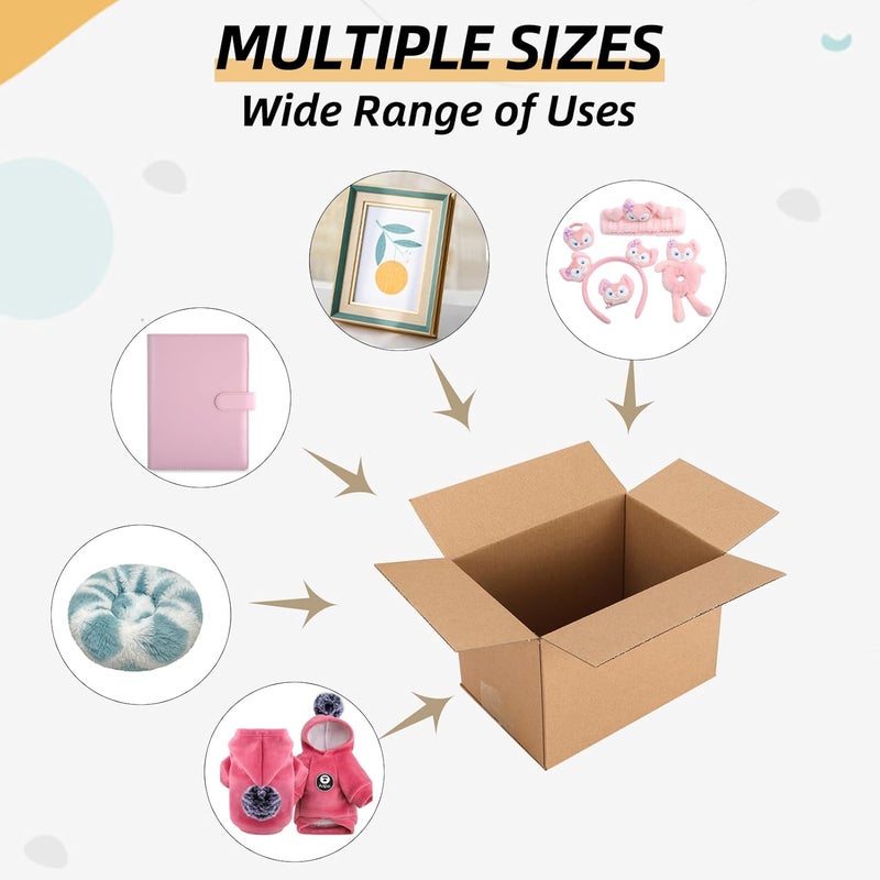 ZBEIVAN Shipping Boxes Mailers 7x5x5 inches Corrugated Cardboard Small Packing Kraft Moving Mailing Box, Pack of 6 - Image 4
